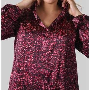 NEW CATHERINE GEE daria french cuff silk blouse - plus size in red sequin